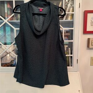 Vince Camuto Black Patterned Sleeveless Blouse XL